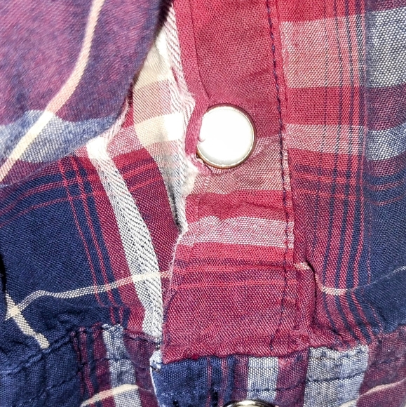 Roper Western Shirt Mens XL Red White Blue Pearl Snaps Short Sleeve Pockets - Picture 7 of 10